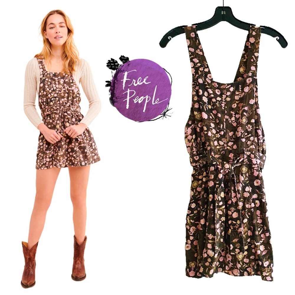 Free People NEW STAYING IN JUMPER Floral Mini Jumper 4